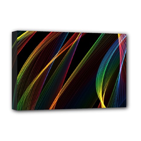 Rainbow Ribbons Deluxe Canvas 18  X 12   by Nexatart