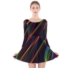 Rainbow Ribbons Long Sleeve Velvet Skater Dress