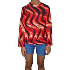 Red Fractal  Mathematics Abstact Kids  Long Sleeve Swimwear by Nexatart