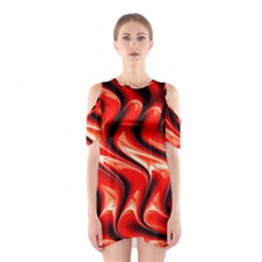 Red Fractal  Mathematics Abstact Shoulder Cutout One Piece by Nexatart