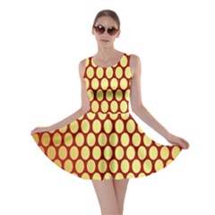 Red And Gold Effect Backing Paper Skater Dress by Nexatart