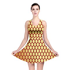 Red And Gold Effect Backing Paper Reversible Skater Dress by Nexatart