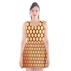 Red And Gold Effect Backing Paper Scoop Neck Skater Dress by Nexatart