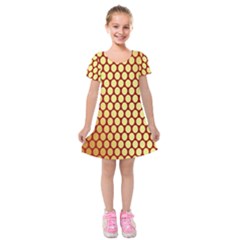 Red And Gold Effect Backing Paper Kids  Short Sleeve Velvet Dress by Nexatart