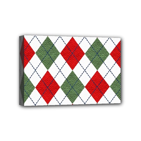 Red Green White Argyle Navy Mini Canvas 6  X 4  by Nexatart