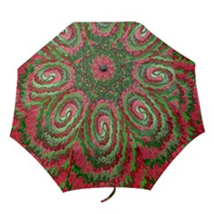 Red Green Swirl Twirl Colorful Folding Umbrellas by Nexatart