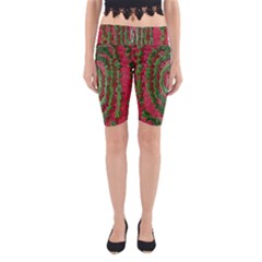 Red Green Swirl Twirl Colorful Yoga Cropped Leggings by Nexatart