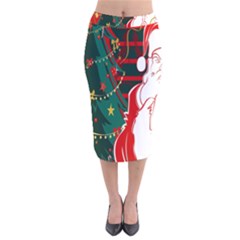 Santa Clause Xmas Velvet Midi Pencil Skirt by Nexatart