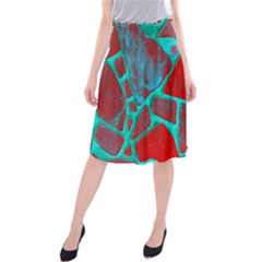 Red Marble Background Midi Beach Skirt by Nexatart