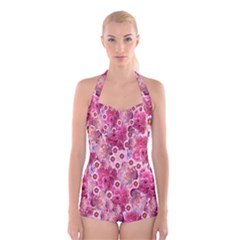 Roses Flowers Rose Blooms Nature Boyleg Halter Swimsuit 