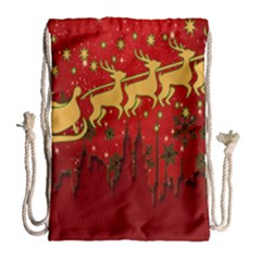 Santa Christmas Claus Winter Drawstring Bag (large) by Nexatart