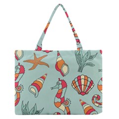 Seahorse Seashell Starfish Shell Medium Zipper Tote Bag by Nexatart