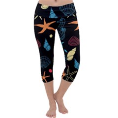 Seahorse Starfish Seashell Shell Capri Yoga Leggings by Nexatart