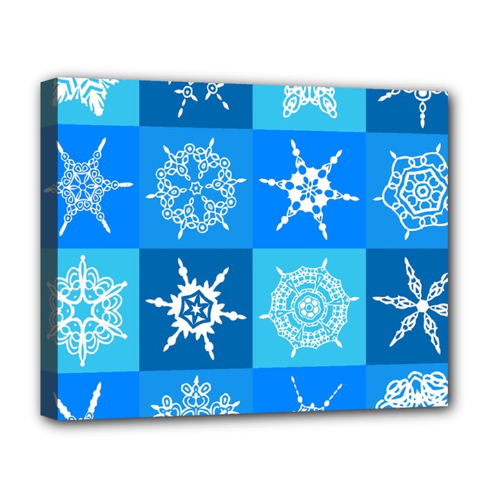 Seamless Blue Snowflake Pattern Deluxe Canvas 20  x 16  