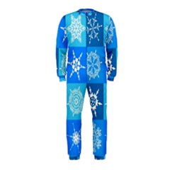 Seamless Blue Snowflake Pattern Onepiece Jumpsuit (kids) by Nexatart