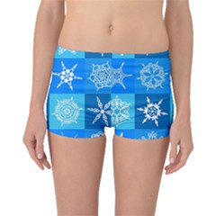 Seamless Blue Snowflake Pattern Boyleg Bikini Bottoms by Nexatart