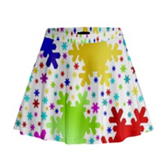 Seamless Snowflake Pattern Mini Flare Skirt by Nexatart