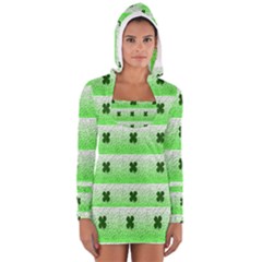 Shamrock Pattern Women s Long Sleeve Hooded T-shirt