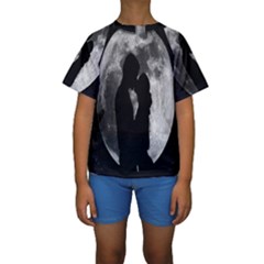 Silhouette Of Lovers Kids  Short Sleeve Swimwear