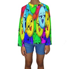 Smiley Girl Lesbian Community Kids  Long Sleeve Swimwear by Nexatart