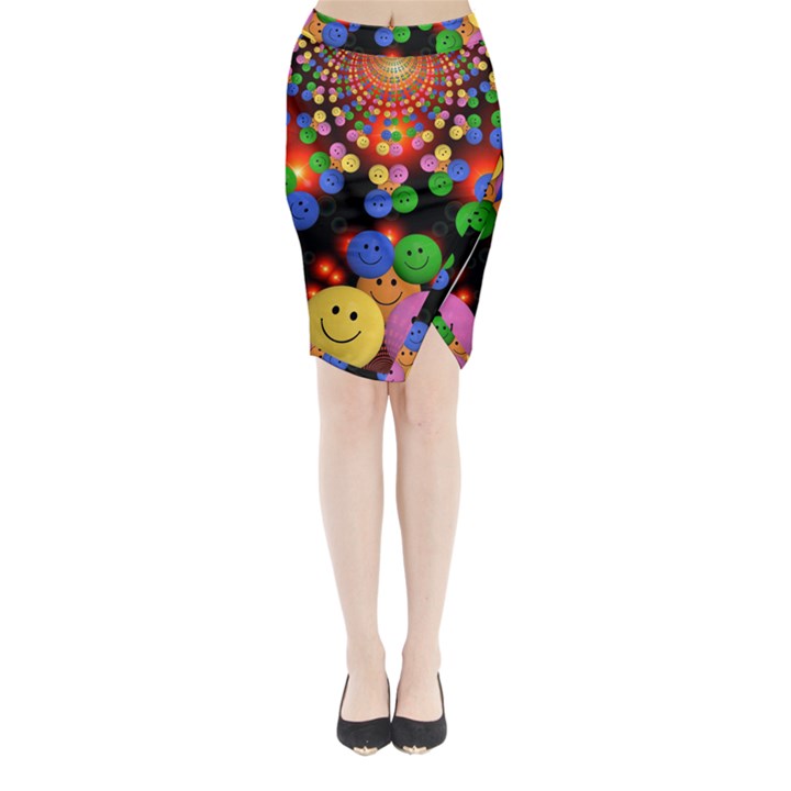 Smiley Laugh Funny Cheerful Midi Wrap Pencil Skirt