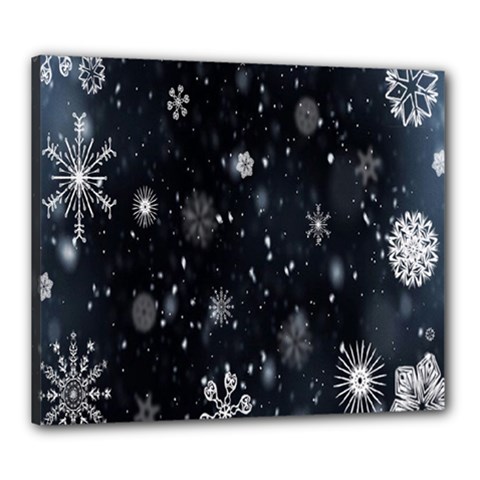 Snowflake Snow Snowing Winter Cold Canvas 24  X 20  by Nexatart