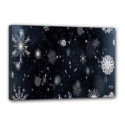 Snowflake Snow Snowing Winter Cold Canvas 18  X 12  by Nexatart