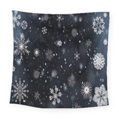 Snowflake Snow Snowing Winter Cold Square Tapestry (large) by Nexatart