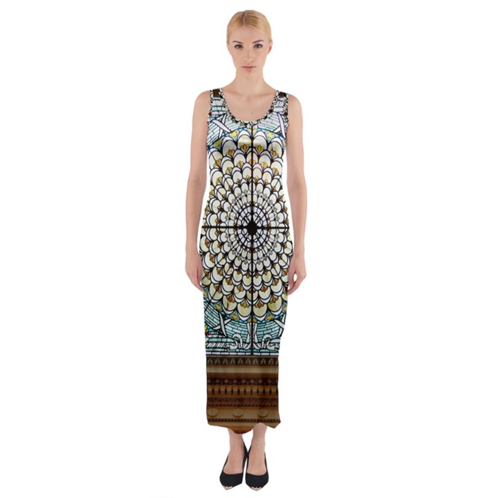 Stained Glass Window Library Of Congress Fitted Maxi Dress