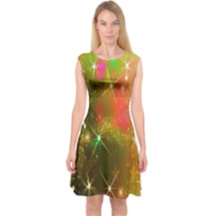 Star Christmas Background Image Red Capsleeve Midi Dress by Nexatart