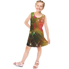 Star Christmas Background Image Red Kids  Tunic Dress by Nexatart