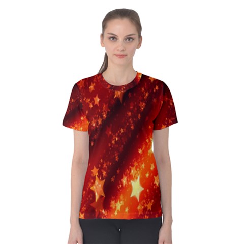 Star Christmas Pattern Texture Women s Cotton Tee by Nexatart