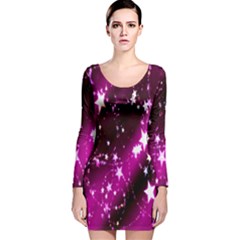 Star Christmas Sky Abstract Advent Long Sleeve Velvet Bodycon Dress