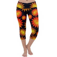 Stars Patterns Christmas Background Seamless Capri Yoga Leggings