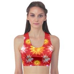 Stars Patterns Christmas Background Seamless Sports Bra by Nexatart