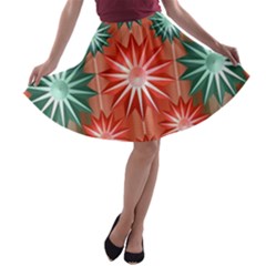 Stars Patterns Christmas Background Seamless A-line Skater Skirt