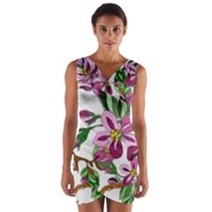 Lovely Flowers Design  Wrap Front Bodycon Dress