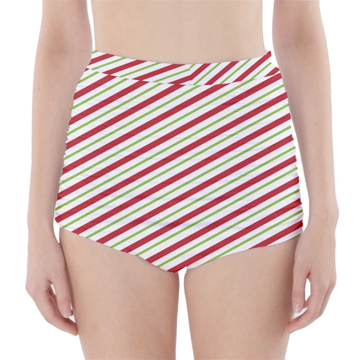 Stripes Striped Design Pattern High-Waisted Bikini Bottoms