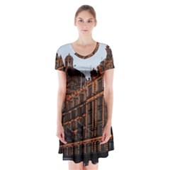 Store Harrods London Short Sleeve V-neck Flare Dress by Nexatart