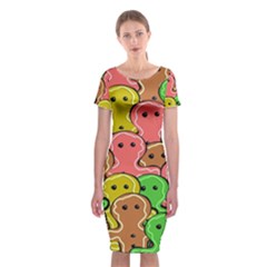 Sweet Dessert Food Gingerbread Men Classic Short Sleeve Midi Dress