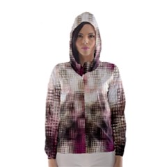 Stylized Rose Pattern Paper, Cream And Black Hooded Wind Breaker (women) by Nexatart