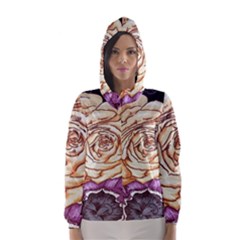 Texture Flower Pattern Fabric Design Hooded Wind Breaker (women)