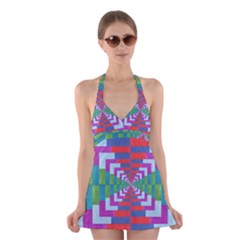 Texture Fabric Textile Jute Maze Halter Swimsuit Dress by Nexatart