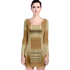 Texture Surface Beige Brown Tan Long Sleeve Bodycon Dress