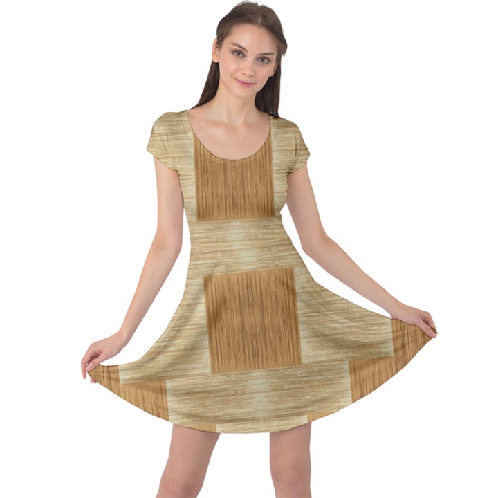 Texture Surface Beige Brown Tan Cap Sleeve Dresses