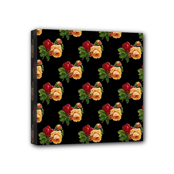 Vintage Roses Wallpaper Pattern Mini Canvas 4  x 4 