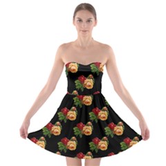 Vintage Roses Wallpaper Pattern Strapless Bra Top Dress