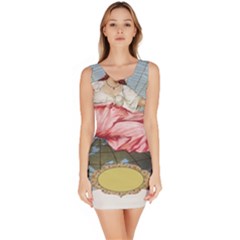 Vintage Art Collage Lady Fabrics Sleeveless Bodycon Dress