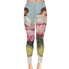 Vintage Art Collage Lady Fabrics Leggings  by Nexatart