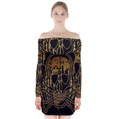 Virus Computer Encryption Trojan Long Sleeve Off Shoulder Dress